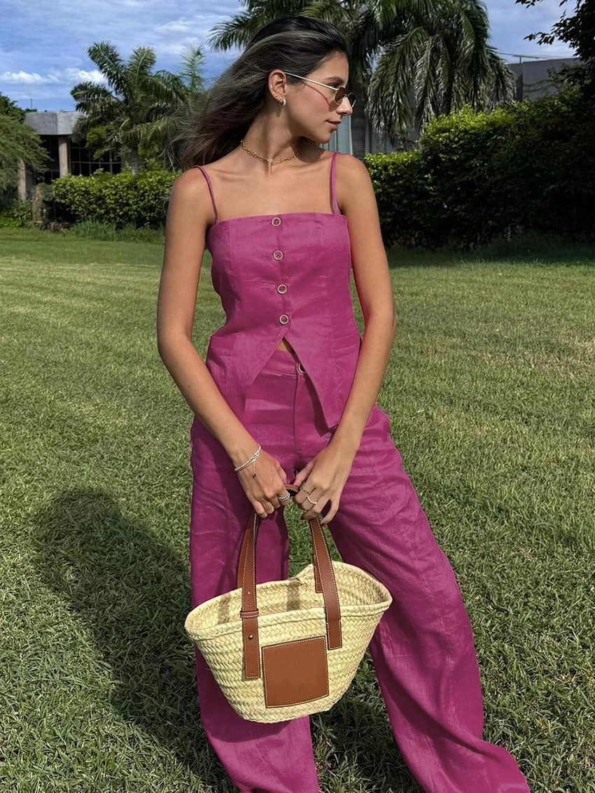 Cotton Tank Wide Leg Set