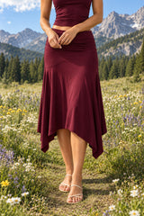 Chic Solid Ruffle Hem Midi Skirt