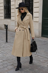 Wool Lapel Long Belted Double Overcoat