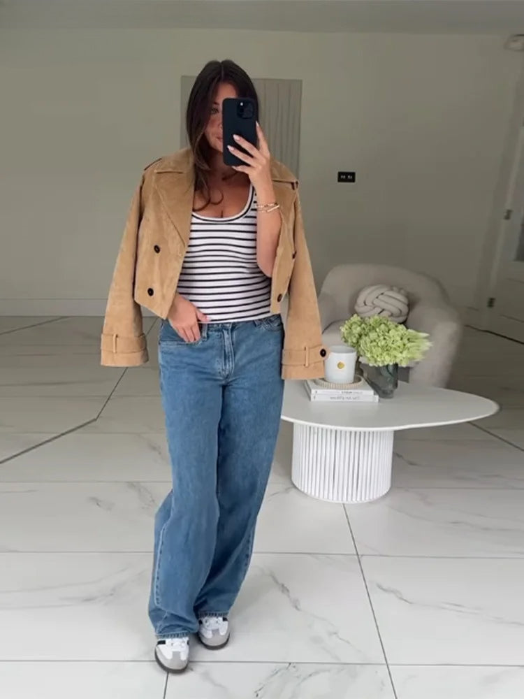 Khaki Double-Breasted Jacket