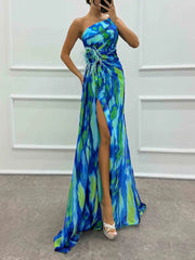 Chiffon Floral Slit Dress