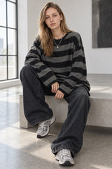 Stripe Long Grunge Arm Tee