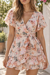 Fashion Short Graceful Sleeve Stripe Dress