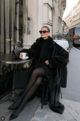 Loose Velvet Fur Splicing Long Coat