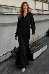 Elegant Creative Street Style Solid Long Sleeve Shirtdress Two Piece Set