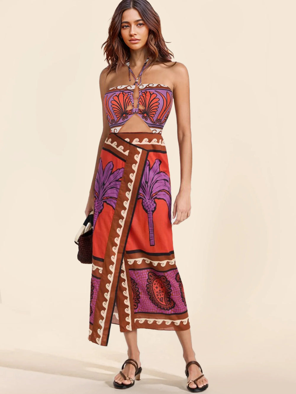 Palm Tree Slit Skirt