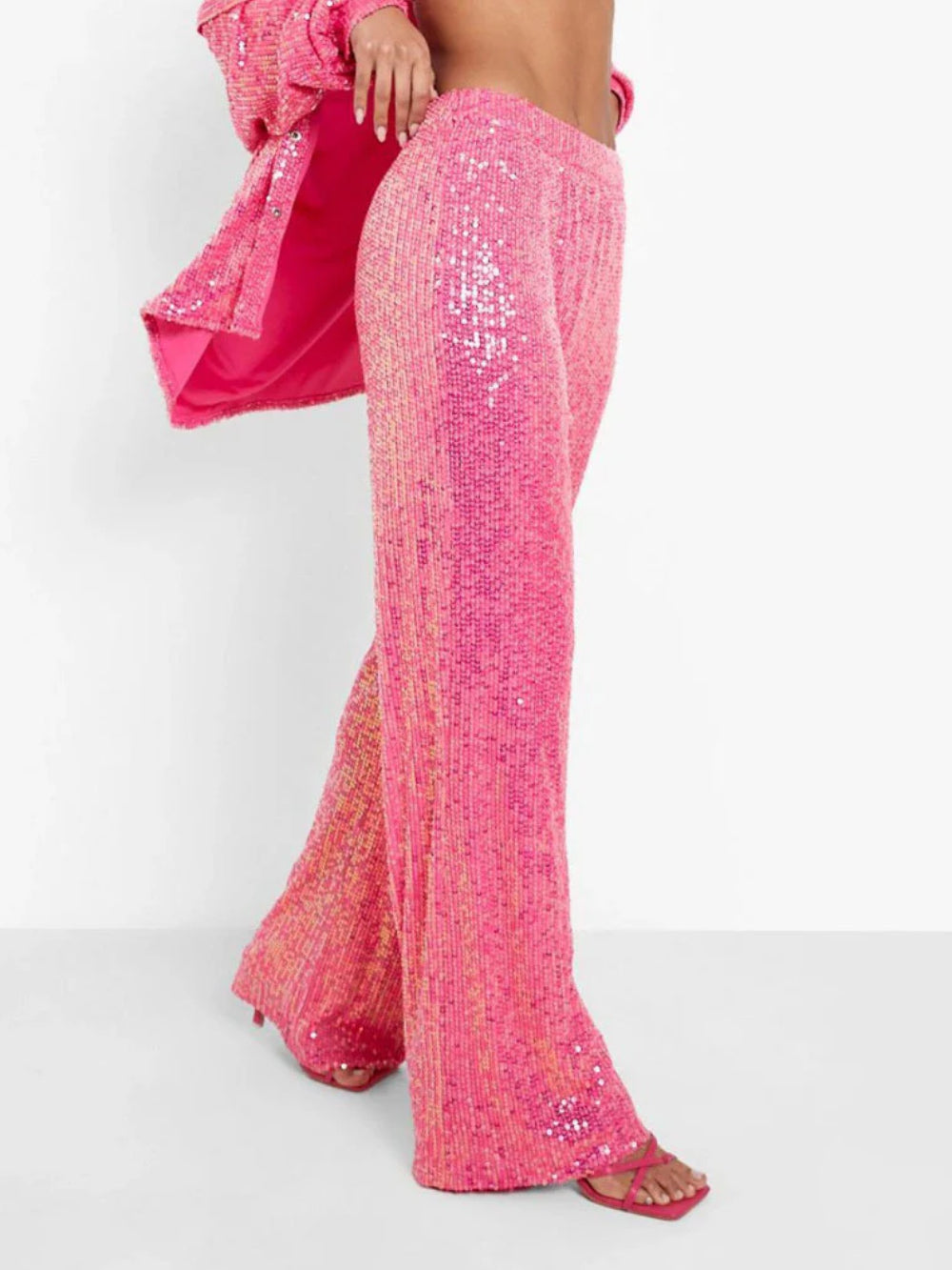 Sequined Wide-Leg Pants