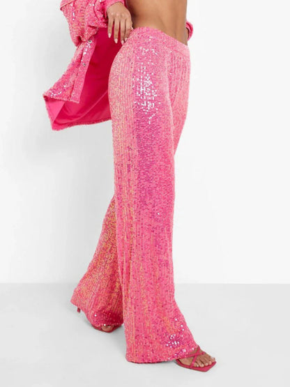 Sequined Wide-Leg Pants