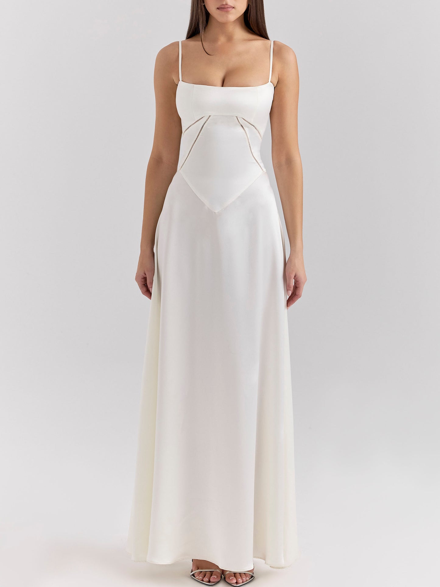 French Tie Slim Backless Evening Gown Maxi Dress