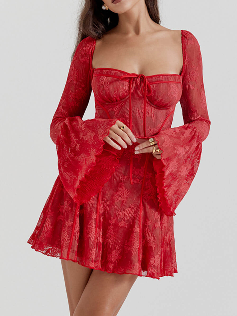 Black Lace Corset Mini Dress