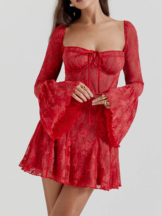 Black Lace Corset Mini Dress