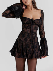 Black Lace Corset Mini Dress
