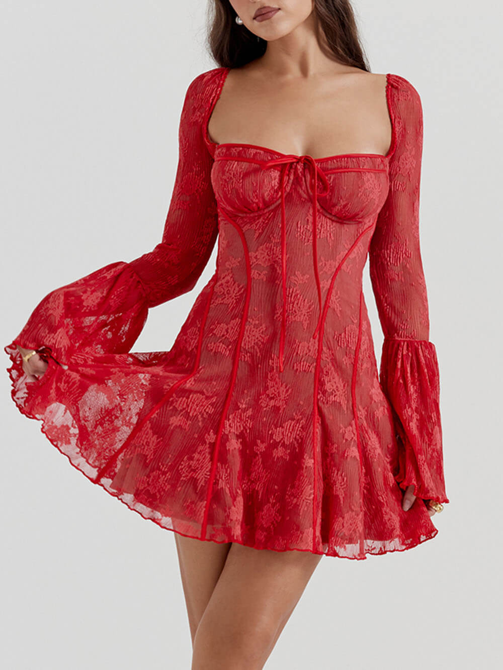 Black Lace Corset Mini Dress