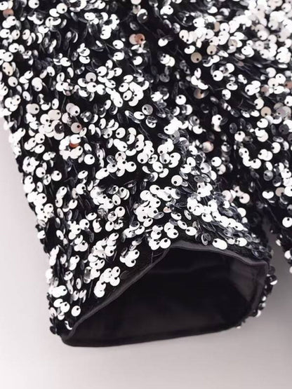 Short Sleeve Sequin Bow Blouse