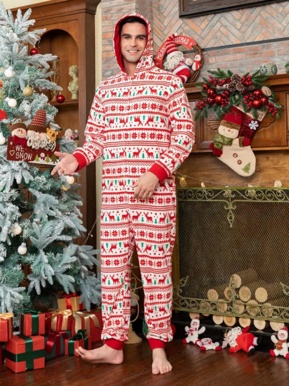 Christmas Elk Hooded Family Onesie