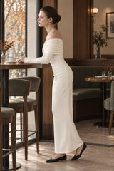Long-Sleeve Solid Maxi Dress