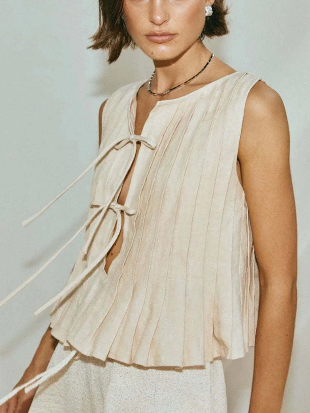 Pleated Sleeveless Vest Top
