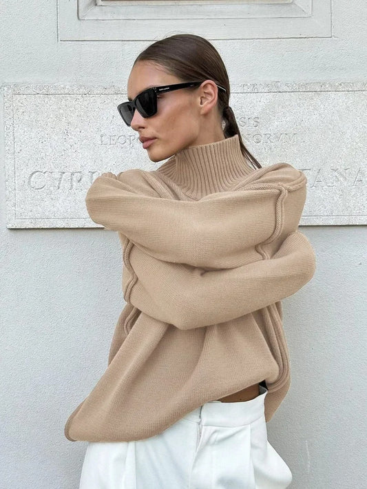 Bornladies Solid Turtleneck Sweater