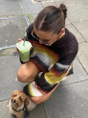 Colorblock Striped Knit Sweater