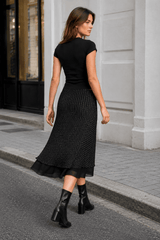Polka Dot A-Line Mesh Midi Skirt