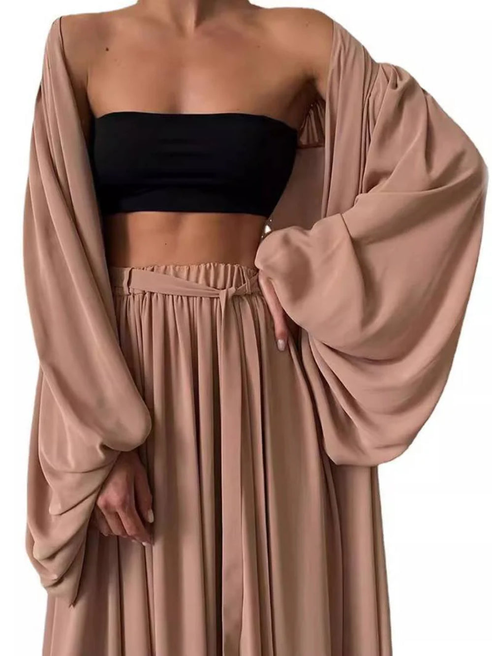 Long Shirt Wide Leg Pants Set