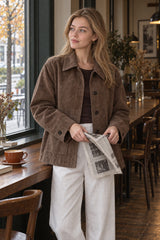 Brown Suede Notch Lapel Jacket