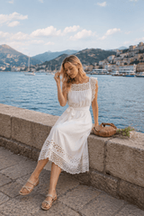 Linen Embroidered Tank Vacation Dress