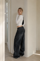 Slim Fit Low Waist Denim Cargo Pants