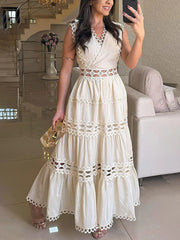 Lace Trim Hollow Out Dress