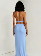 Creative Sleeveless Halter Backless High-Waist Maxi Dress
