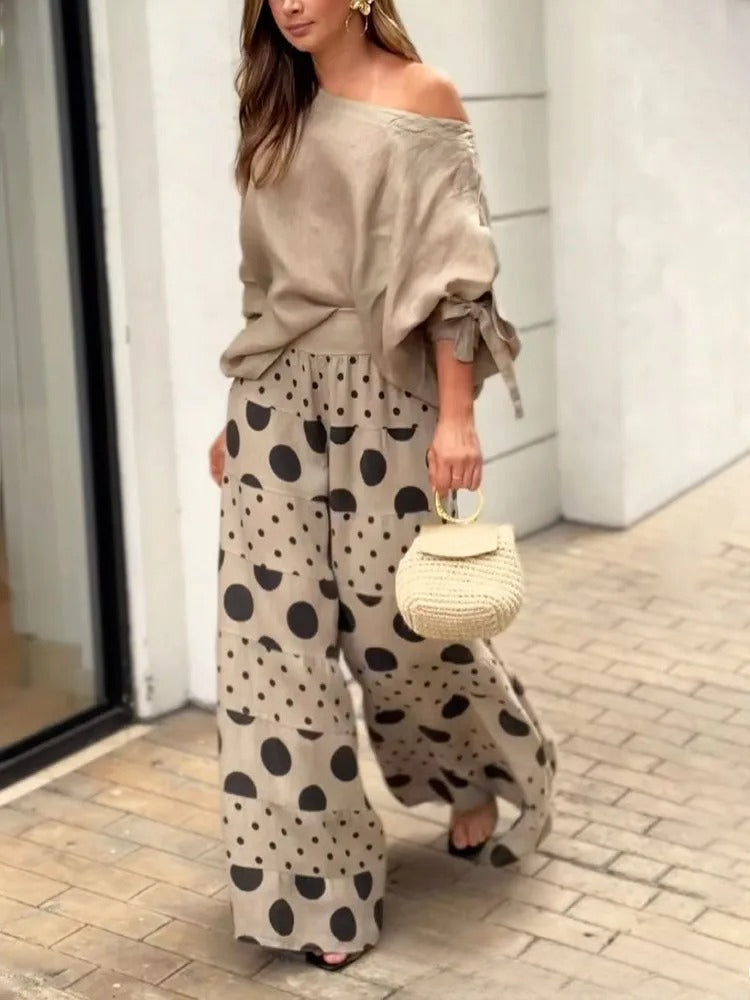 Asym Neck Polka Dot Set