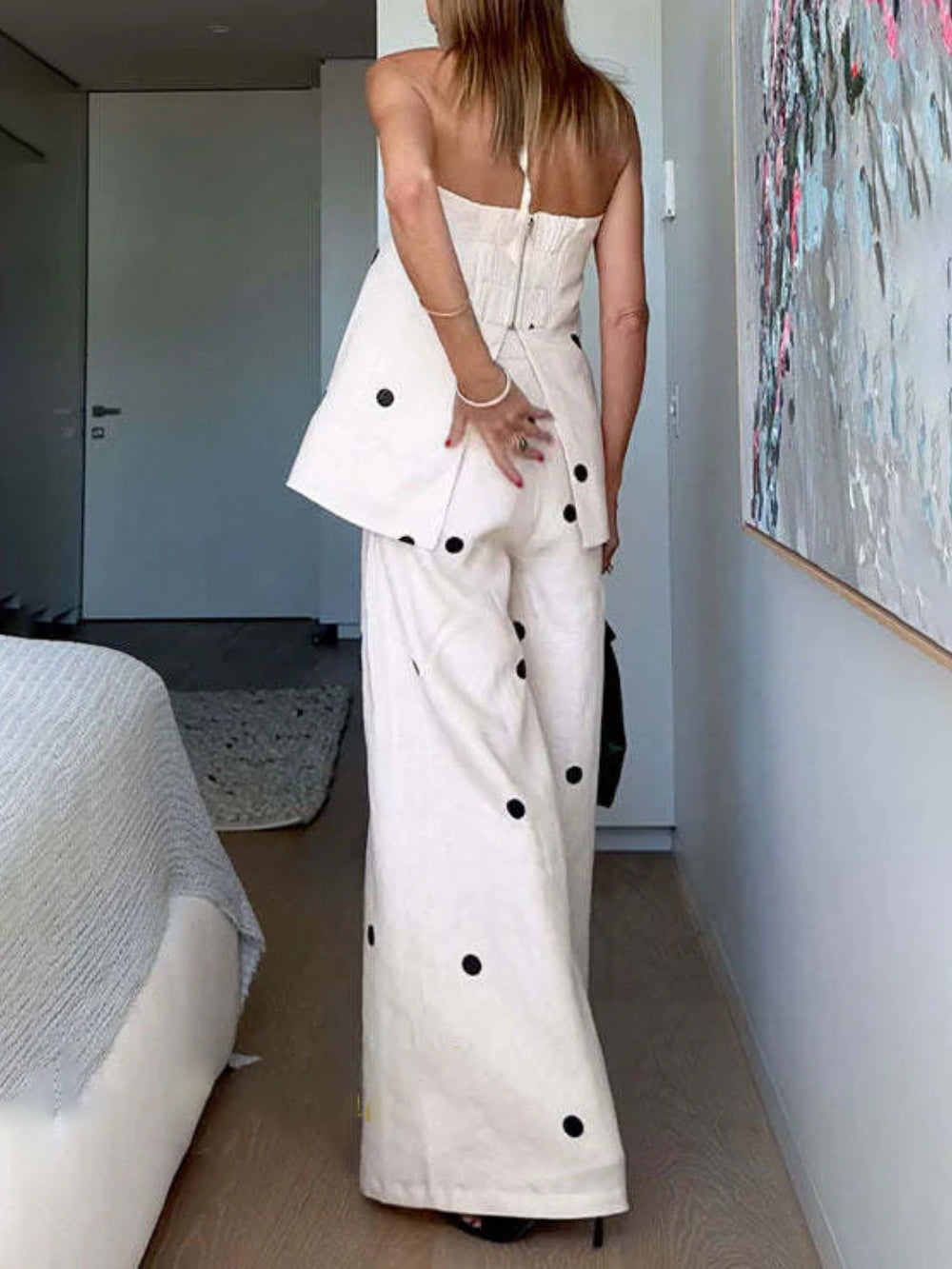 Polka Dot Off-Shoulder Tank Top