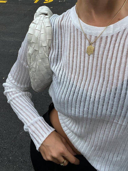 Slim Fit Sheer Crewneck Knit