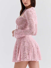 Vintage Elegant Sexy Lace Mini Dress