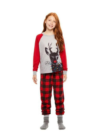 Plaid Deer Print Christmas Family Pajama Set