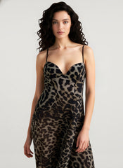 Sexy Leopard Spaghetti Strap Maxi Dress
