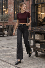Solid Minimalist Washed Wide Leg Jeans