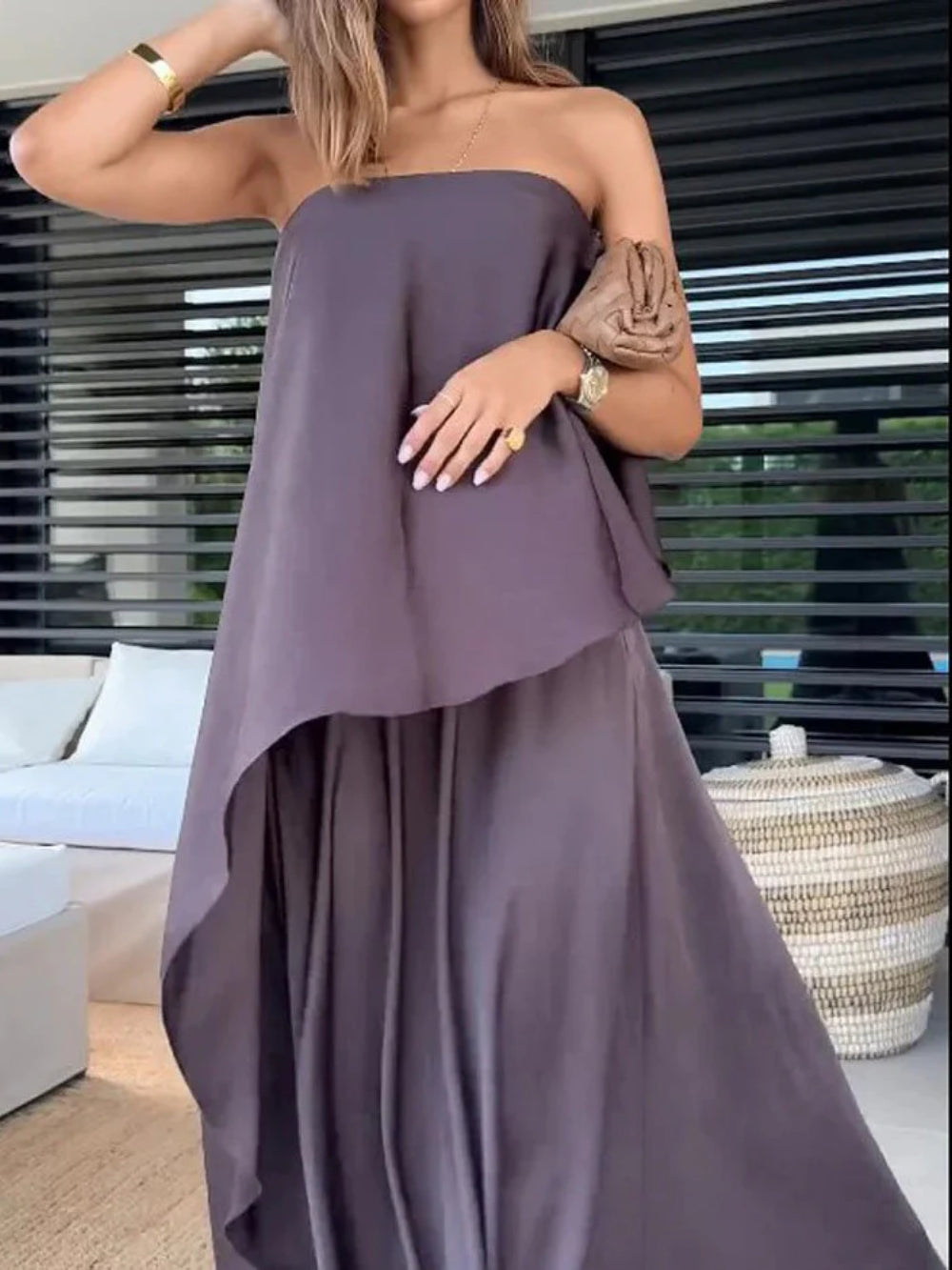 Sleeveless Tube Top and Skirt Set