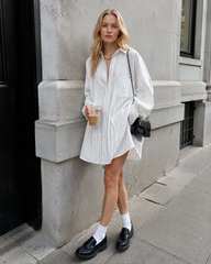 Oversized Striped Large Pockets Shirt