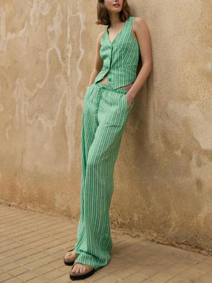 Striped V-Neck Suit Vest