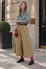 Loose Khaki Maxi Skirt