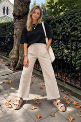 Gingham Print Elastic Waist Drawstring Lounge Pant