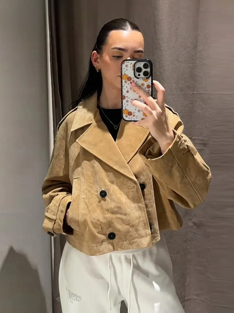 Khaki Double-Breasted Jacket
