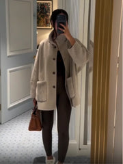 Knitted Faux Fur Patchwork Coat