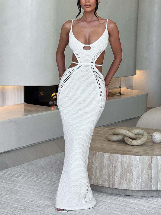 Backless Wrap Chest Midi Dress