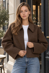 Loose Fit Brown Wool Jacket