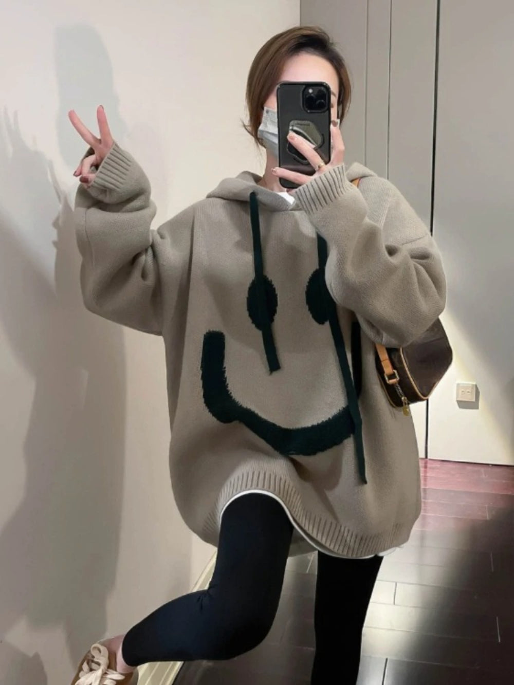 Thick Oversized Hooded Knit Pullover