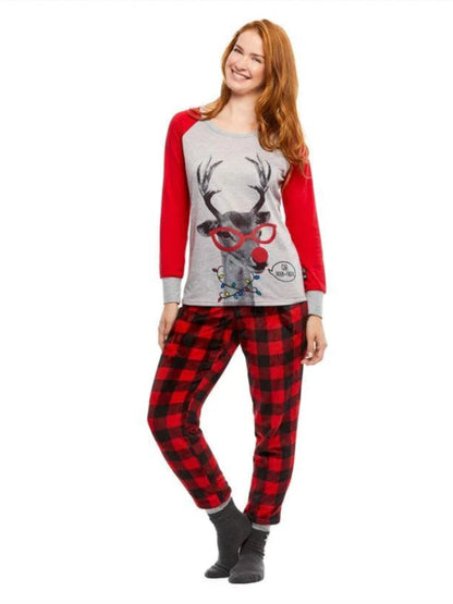 Plaid Deer Print Christmas Family Pajama Set