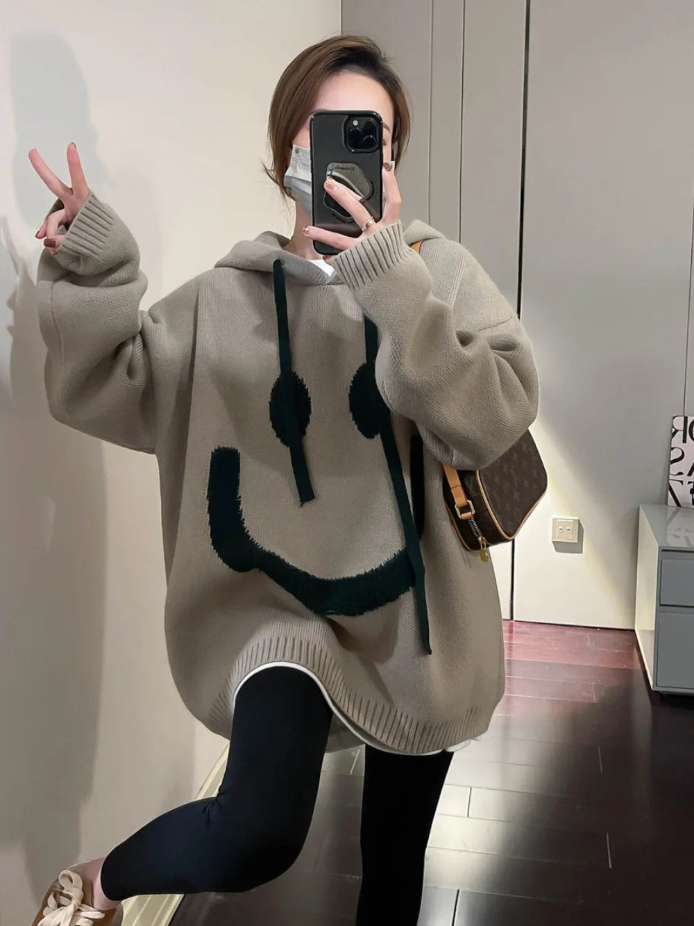 Thick Oversized Hooded Knit Pullover