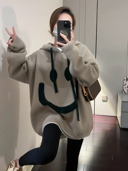 Thick Oversized Hooded Knit Pullover